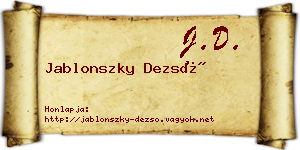 Jablonszky Dezső névjegykártya